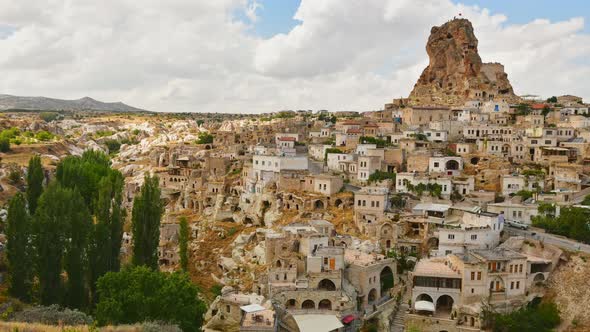 Ortachisar Castle Timelapse In Cappadocia