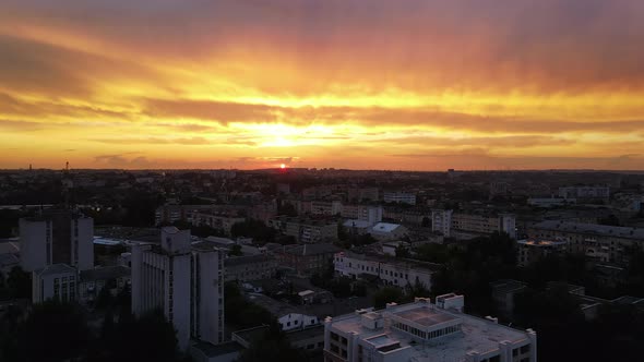 Big City At The Crimson Sunset