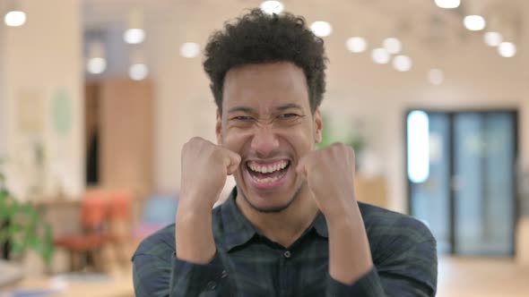 Successful African American Man Celebrating