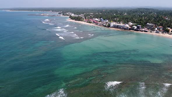 Hikkaduwa Beach and Clear Ocean Water, Sri Lanka