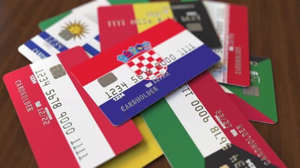 Emphasized Bank Card with Flag of Croatia