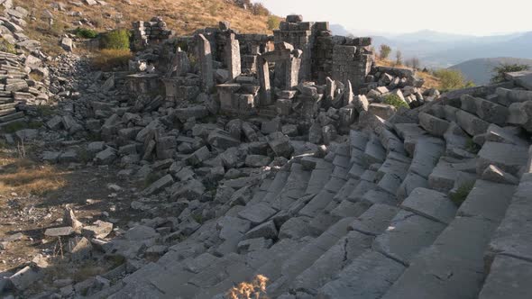 View of Ruins of Old Amphitheater in Hierapolis Pamukkale Turkey