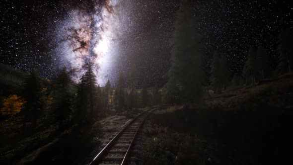 The Milky Way Above the Railway and Forest