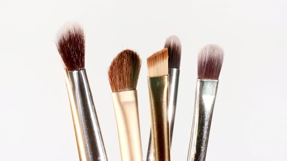 Makeup Brushes Rotation on White Background