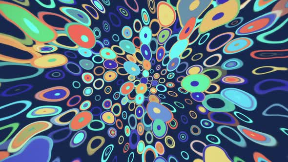 Retro 1970s Psychedelic Circles Pattern Motion Background