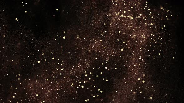 Super Slow Motion Shot of Golded Glitter Background