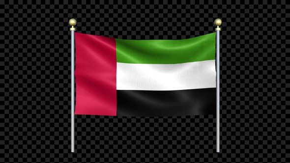 United Arab Emirates Flag Waving In Double Pole Looped