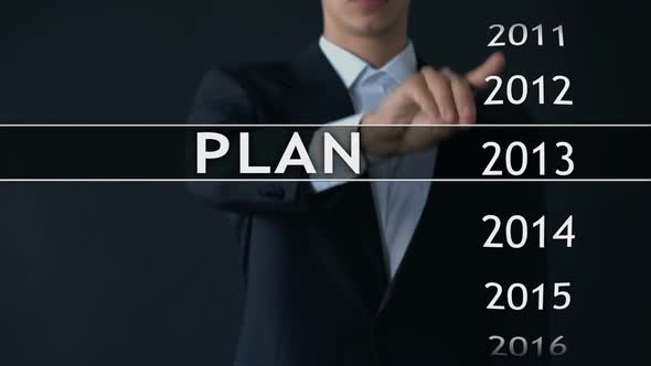 Plan for 2018, Man Chooses File on Virtual Screen, Startup Company Development