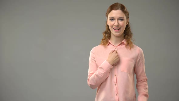 Woman Showing Love You in Sign Language, Teacher Showing Words in Asl, Lesson