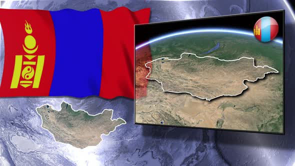 Mongolia Flag And Map Animation