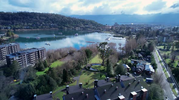 Chilean Patagonia. Famous countryside city of Pucon at South of Chile.