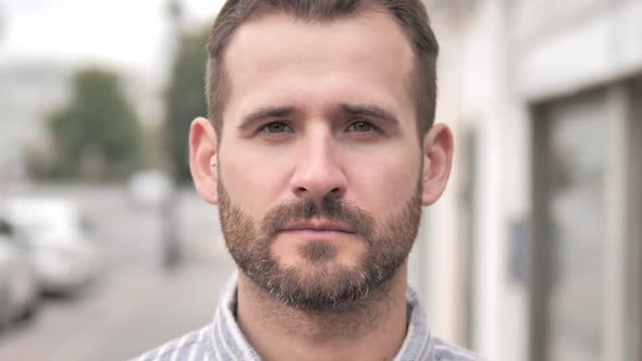 Close Up of Beard Casual Man Outdoor