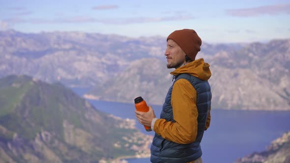 A Man Travels in Montenegro in Autumn