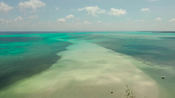 Tropical Landscape with Lagoons and Blue Sky. Balabac, Palawan, Philippines