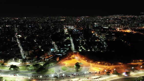 Night landscape of downtown Porto Alegre Rio Grande do Sul Brazil.