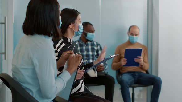 Candidates with Face Mask Waiting to Join Job Interview Meeting