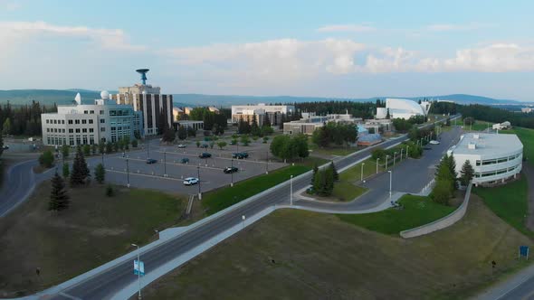 4K Drone Video of AK-Fairbanks-2022-University-Park Village along the Nenana River on the George Par