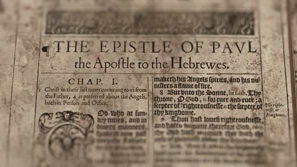 The Epistle Of Paul To Hebrews, Slider Shot, Old Paper Bible, King James Bible