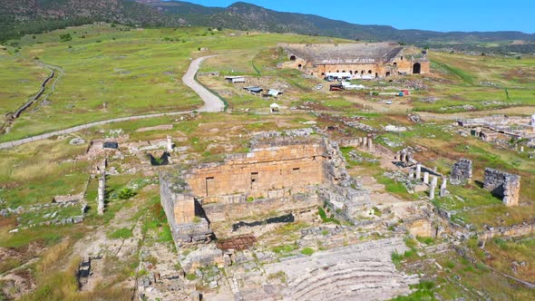 Ancient ruins of Hierapolis Pamukkale - Denizli - Turkey.	