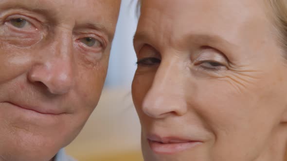 Close Up of Happy Mature Couple in Love Enjoying Tender Moment