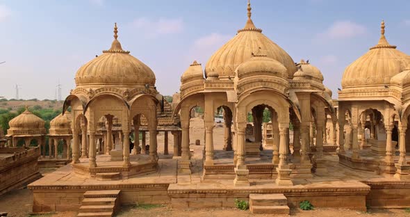 Bada Bagh Cenotaphs Hindu Tomb Mausoleum Made of Sandstone in Indian Thar Desert