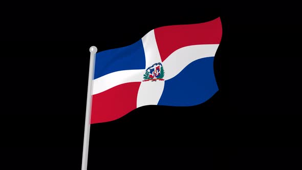 Dominican Republic Flag Waving Animated Black Background