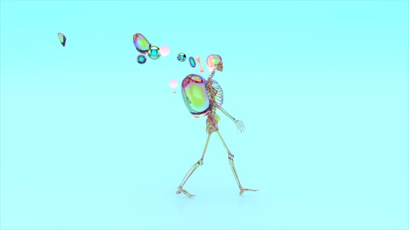 3D Anatomy concept of a Xray skeleton walking