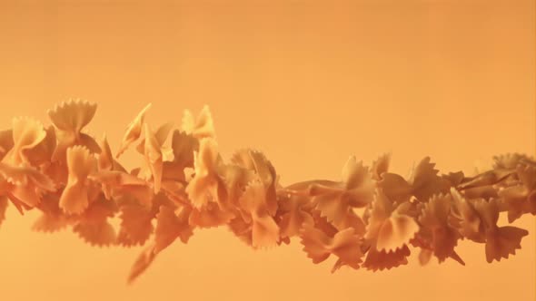 Super Slow Motion Farfalle Pasta Dry