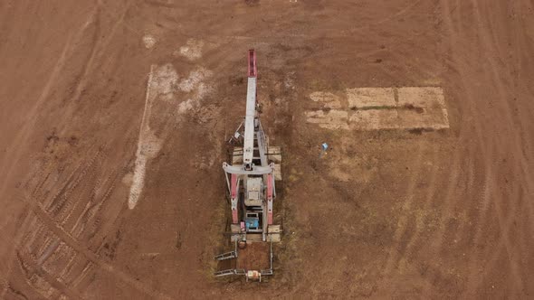 Pump Jack in Vast Oil Fields in Russia