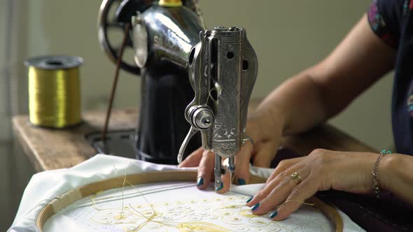 Old Sewing Machine And Needlework