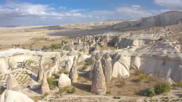 Aerial View Volcano Formation of Fairy Chimneys or Stone Like Mushrooms in Pasabag Valley Cappadocia