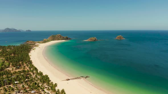 Tropical Beach with White Sand View From Above