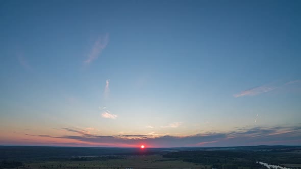 Aerial Scene of High Panoramic View at Sunset