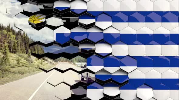 Uruguay Flag Hexagon Transition - 4K Resolution