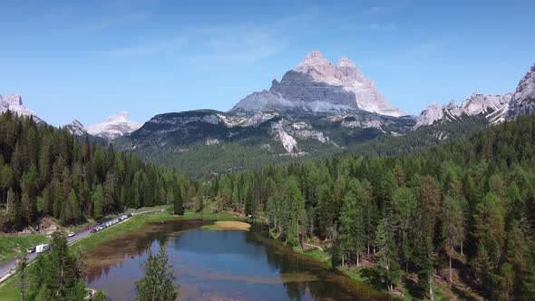 Amazing View of the Three Peaks of Lavaredo in Dolomites, Italy