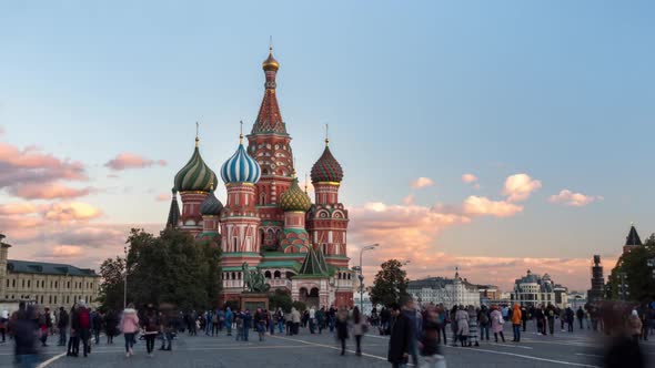 Moscow Kremlin, Red Square. St Basils Cathedral. Evening