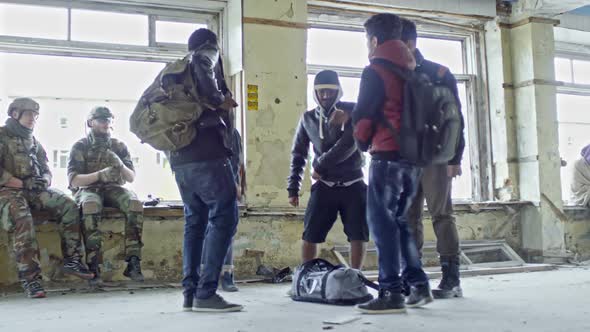 Arab Refugees Dancing in Abandoned Building