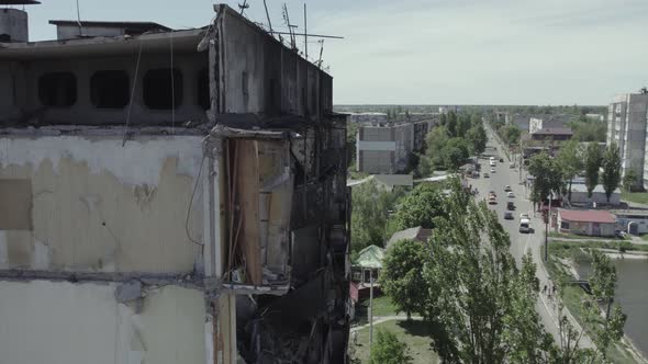 Borodyanka Ukraine  a Destroyed Building During the War Bucha District