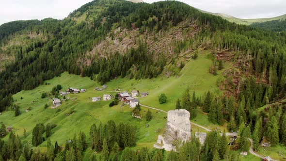 Fallen Trees Around Andraz Castle After the Heavy Storms in the Dolomites in 2018 Italy