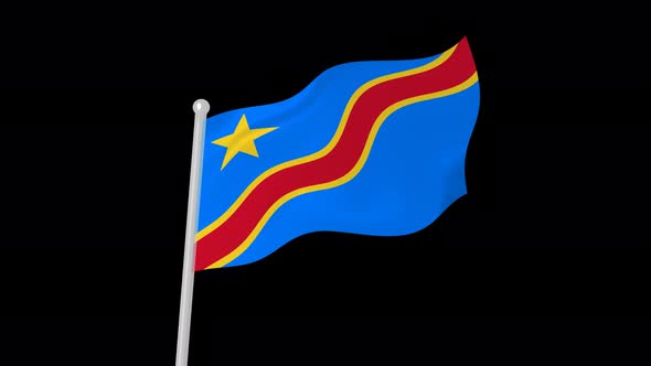 Democratic Republic Of The Congo Flag Flying Wave Animated Black Background