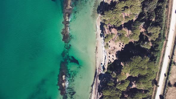 Tyrrhenian Sea Overhead Aerial View From a Drone in Summer Season