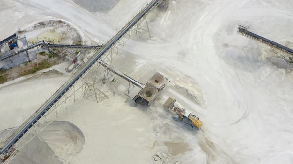 Aerial view of sand quarry, 