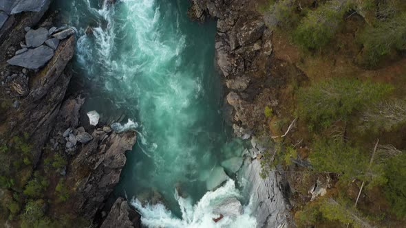 Aerial view on the  mountain river Glomaga, Marmorslottet, Mo i Rana,Norway