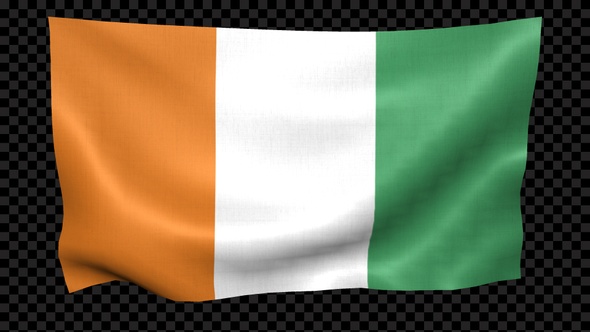 Ivory Coast Flag Waving Looped