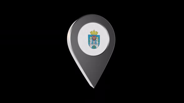 3d Animation Map Navigation Pointer With Flag Of Poznan (Poland) With Alpha Channel - 2K