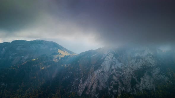 Hyperlapse shot of fog passing by a drone. Creating the look of a storm.