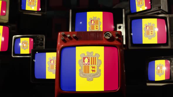 The flag of Andorra and Retro TVs.