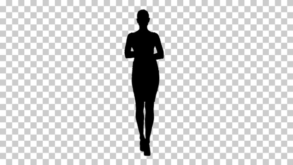 Silhouette woman walking, Alpha Channel