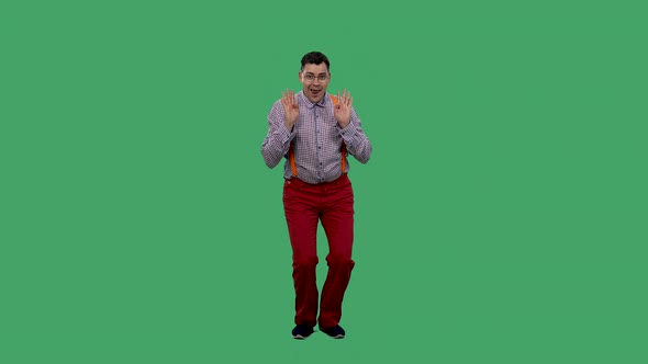 Portrait of a Dancing Man on a Green Screen