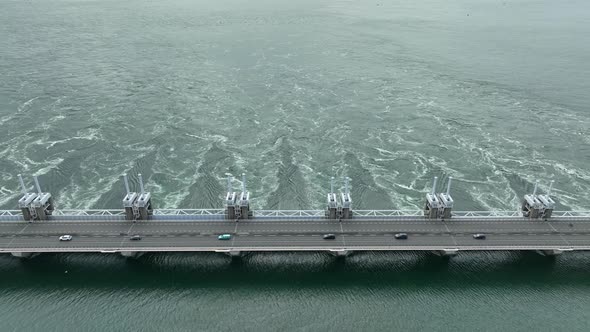 Eastern Scheldt Storm Surge Barrier Aerial View alt